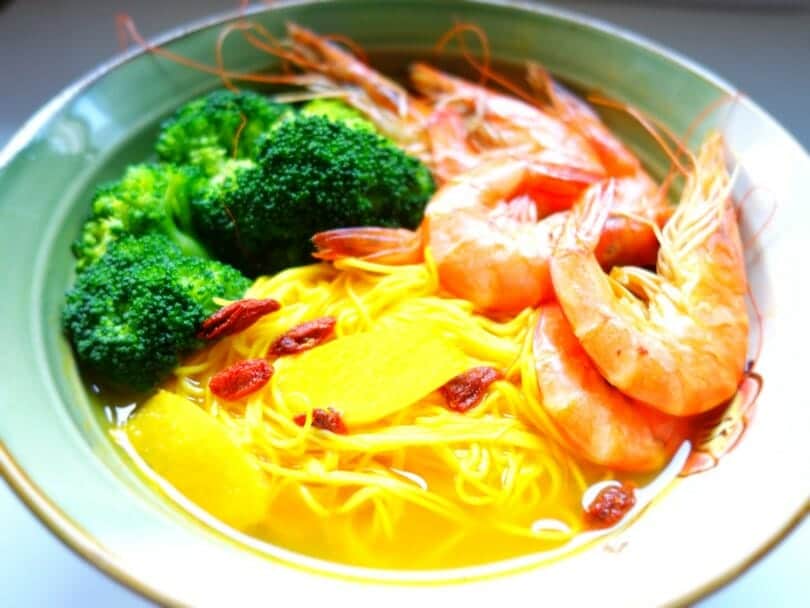 薑黃麵線料理食譜-鬱金香鮮蝦麵線 - 1